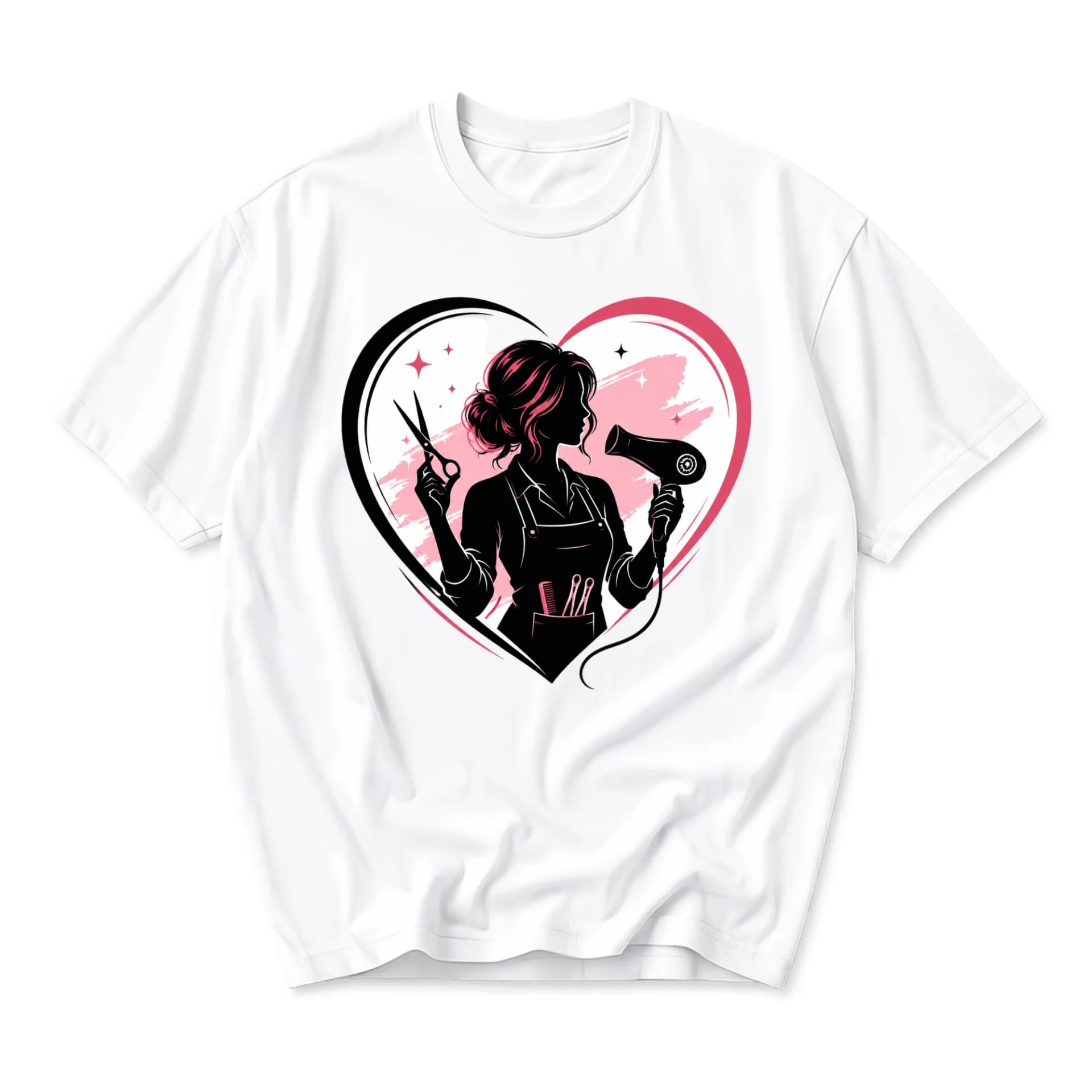 Graphic Tee Hairdresser Heart Design Unisex Crew Neck Soft Cotton Blend Everyday Casual Short Sleeve Apparel