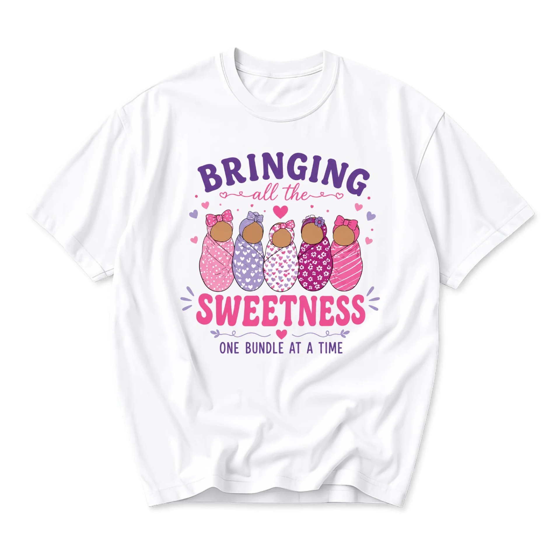 Graphic Tee Bringing All the Sweetness One Bundle at a Time Cute Swaddled Babies Illustration Unisex Crewneck Shirt