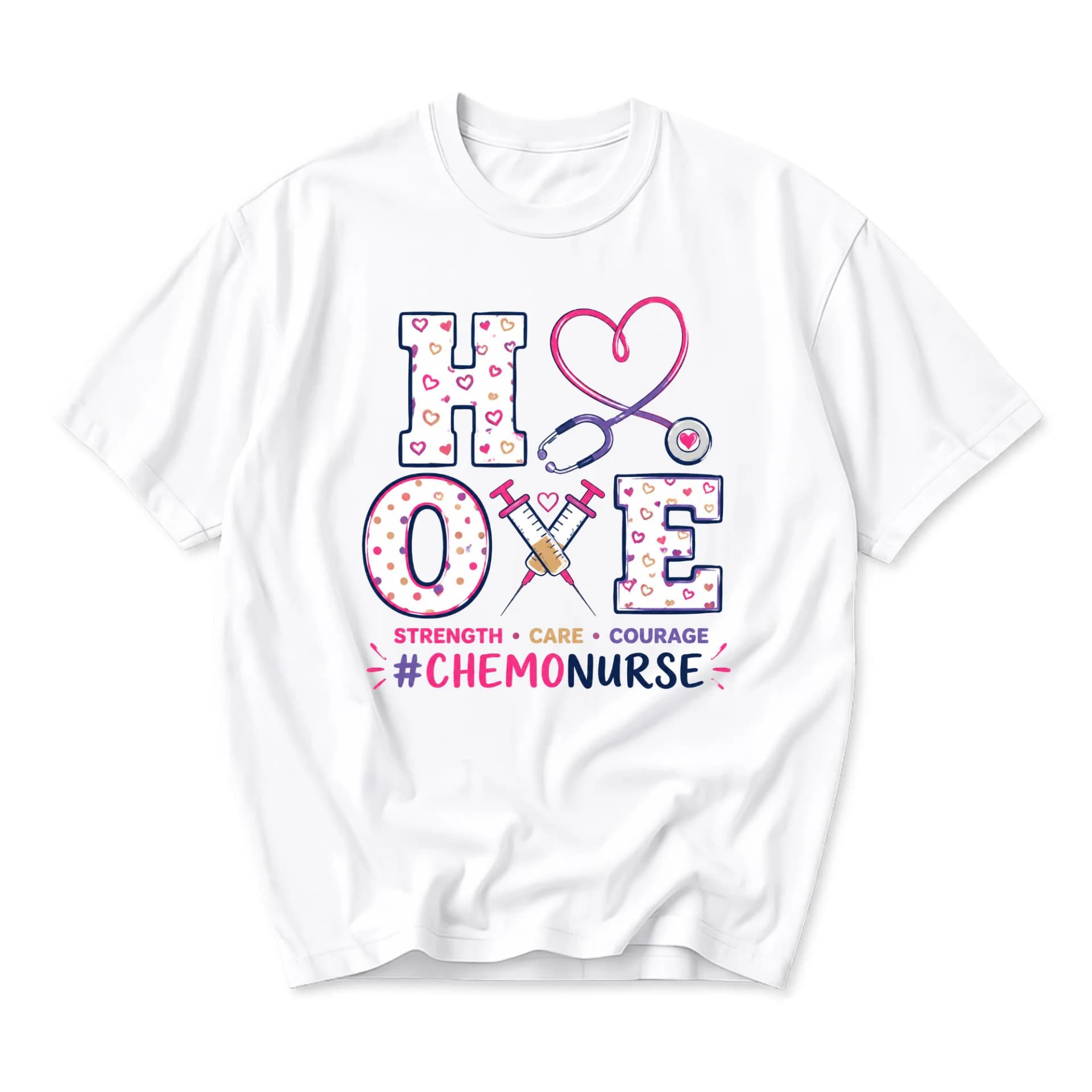 Graphic Tee Chemo Nurse Love Medical Profession Unisex T-Shirt Casual Comfortable Apparel for Healthcare Workers