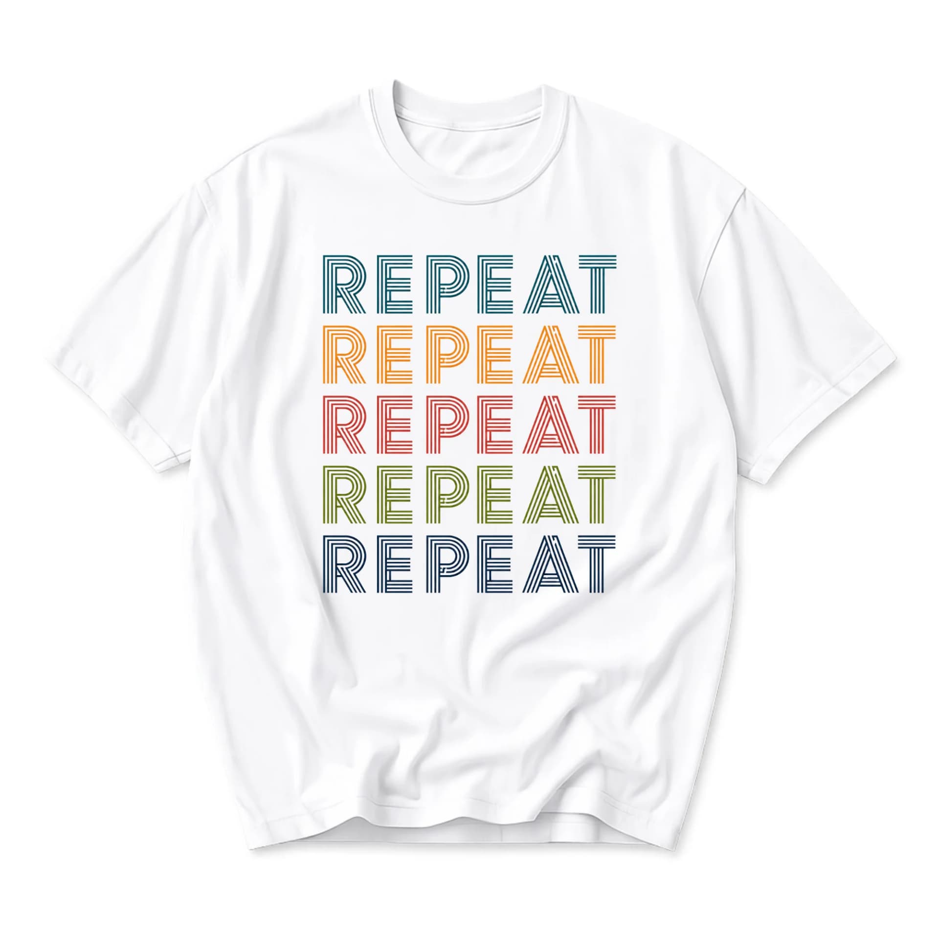 T-shirt Graphic Tee Repeat Typography Design Unisex Crew Neck Soft Cotton Casual Everyday Top for Men and Women