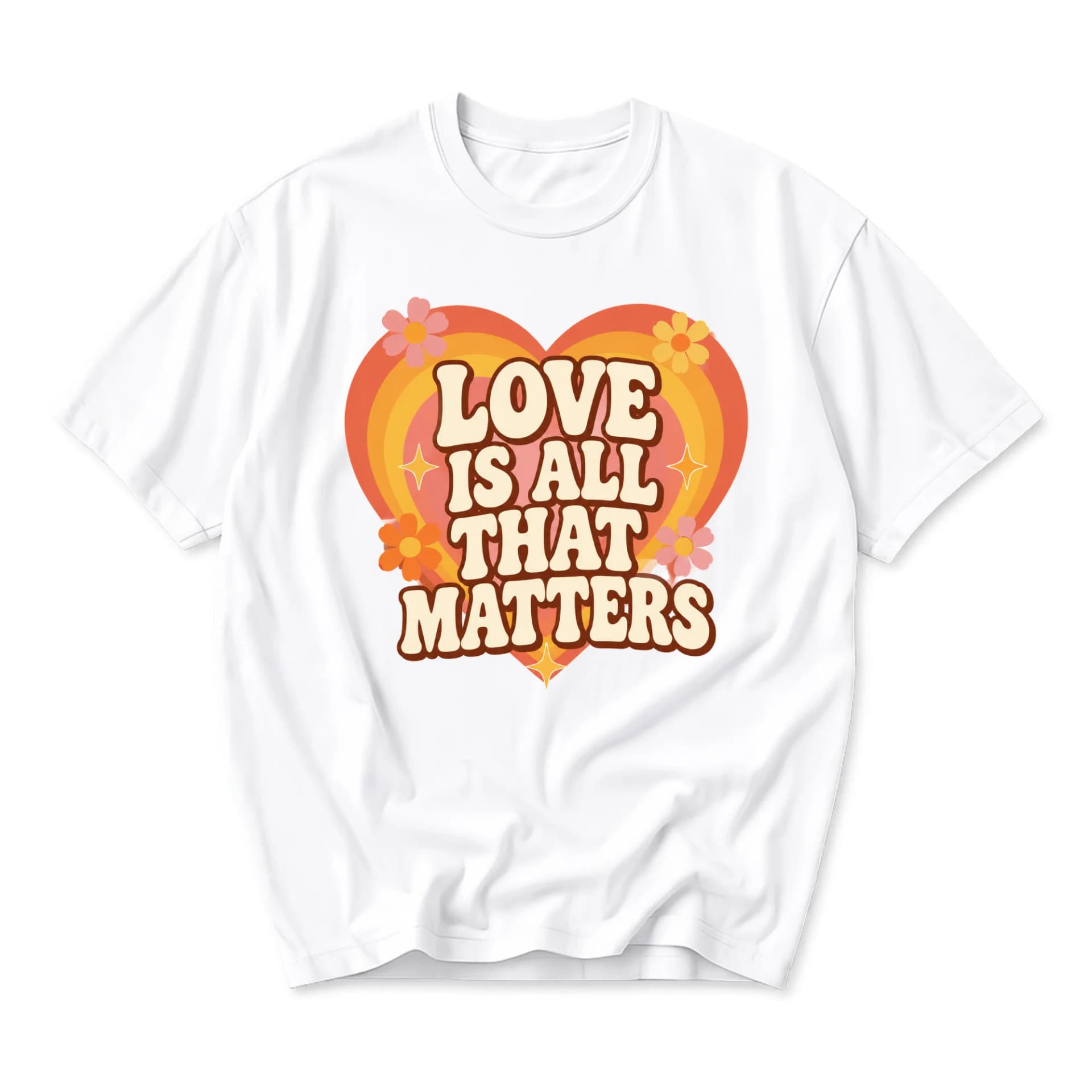 Graphic Tee Love Is All That Matters Retro Aesthetic Inspirational Quote Shirt Unisex Crew Neck Short Sleeve Top