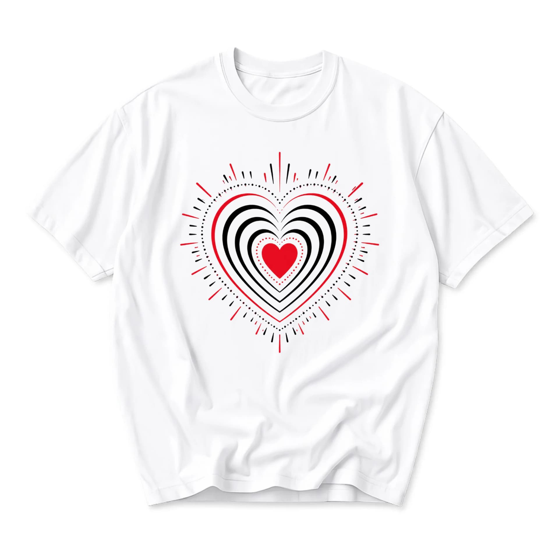 Graphic Tee Unisex Heart Art Print Shirt Casual Crew Neck Pullover Top for Everyday Wear and Gift Giving Occasions