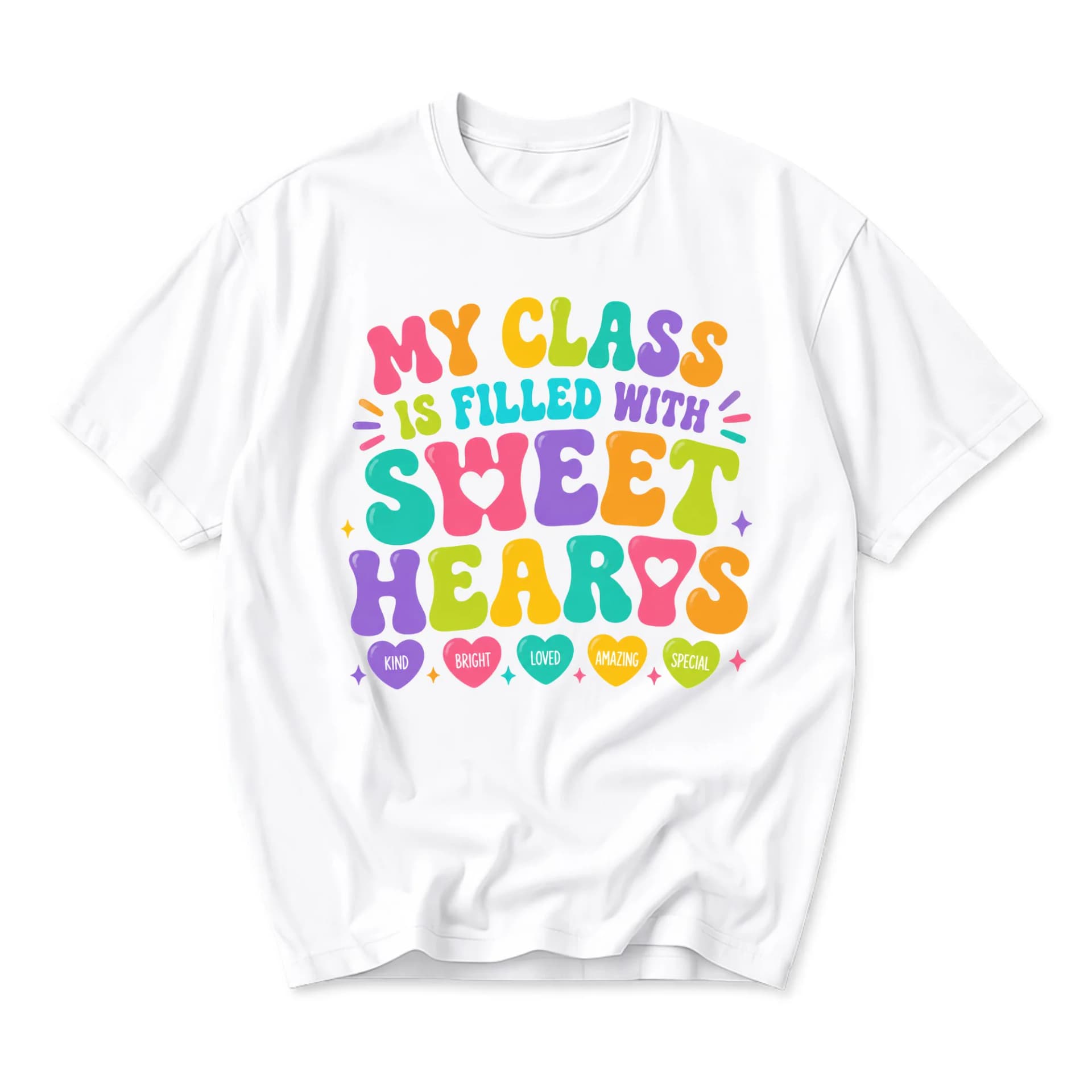 Graphic Tee My Class Is Filled with Sweet Hearts Unisex Crew Neck Casual Everyday Short Sleeve Cotton Blend T-Shirt