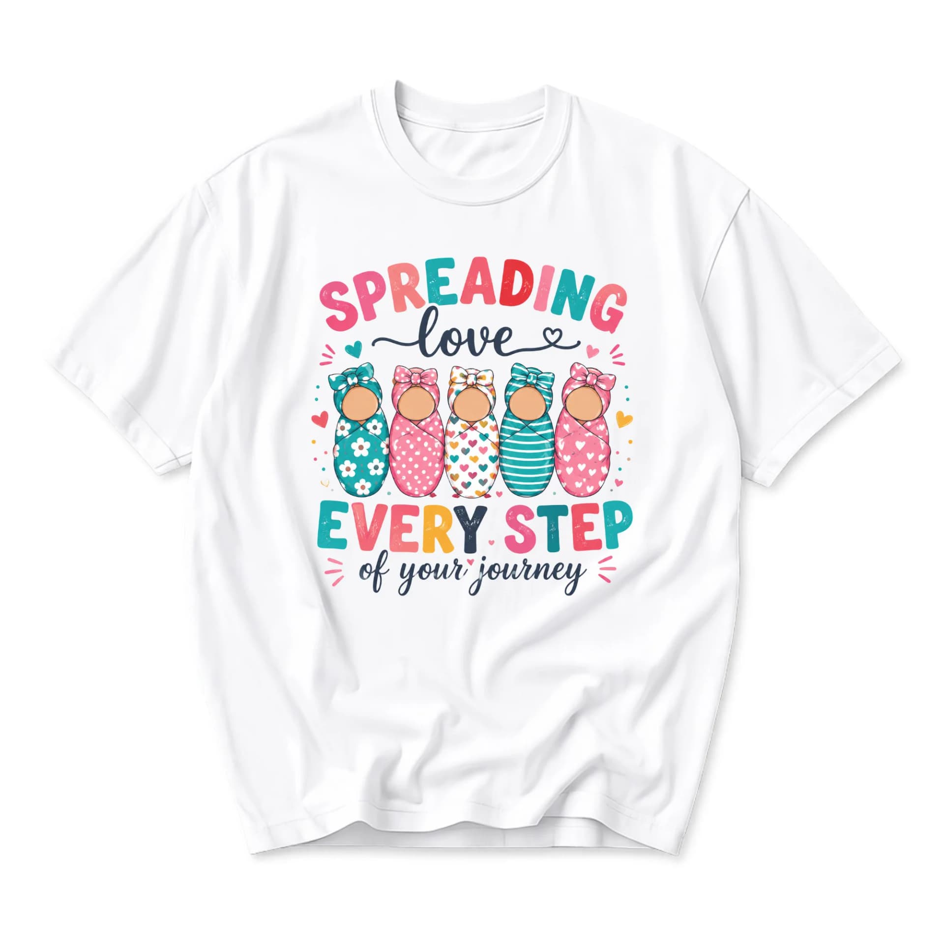 Graphic Tee Spreading Love Every Step of Your Journey Unisex Casual Crew Neck T-Shirt for Everyday Comfort and Style