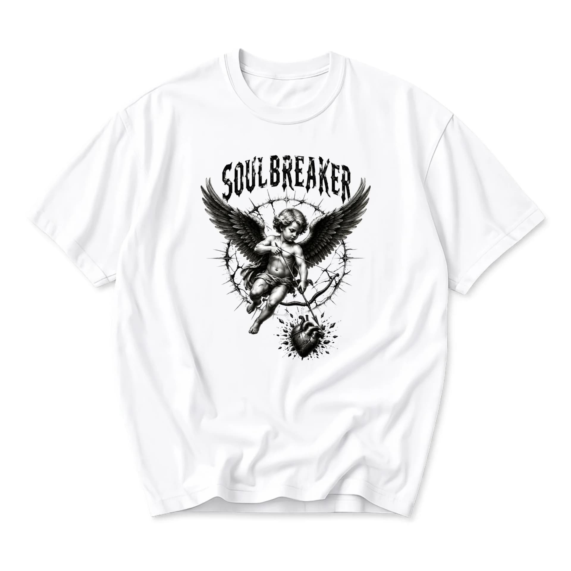 Graphic Tee Soulbreaker Winged Cupid Heart Unisex Crew Neck Short Sleeve Shirt for Casual Streetwear Fashion