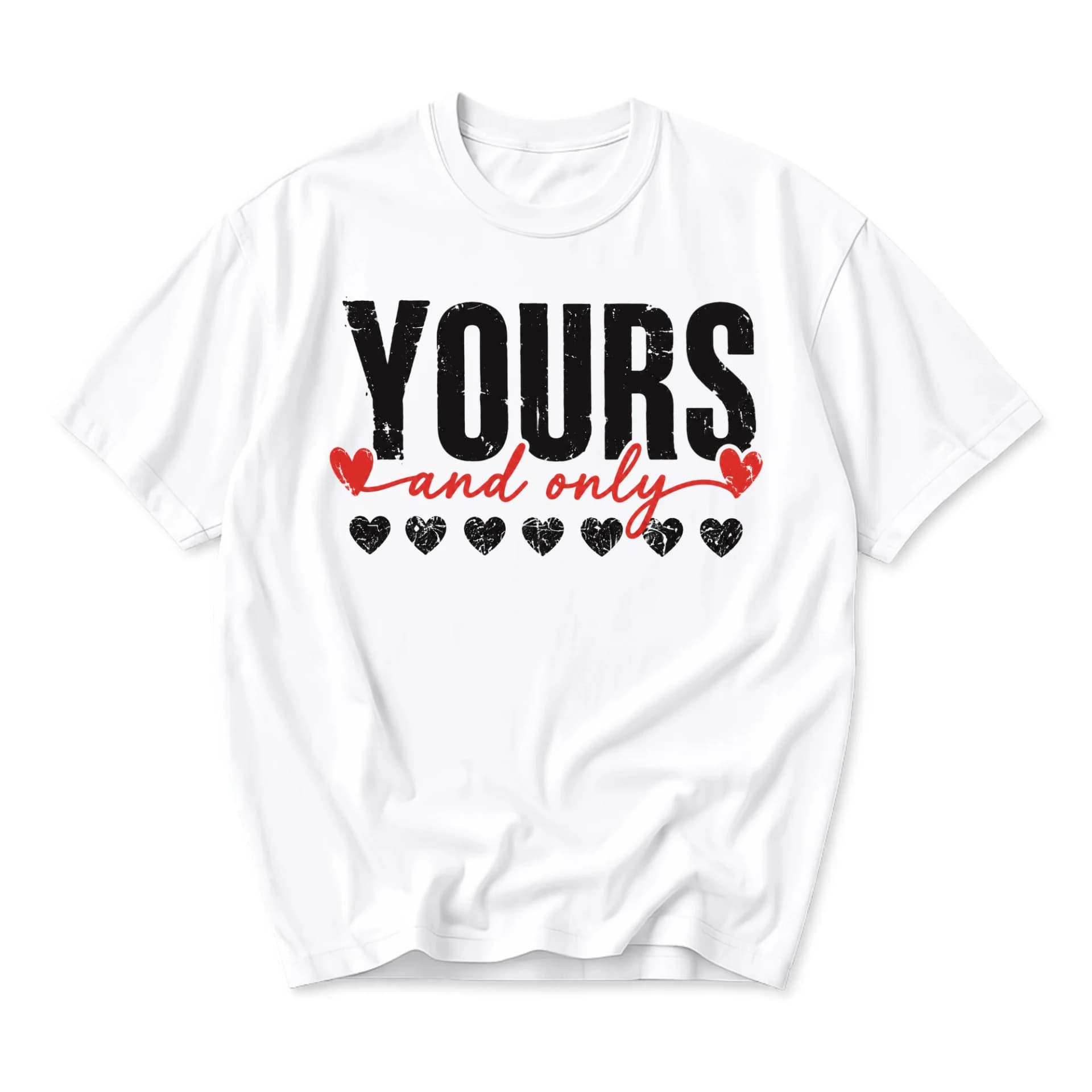 Graphic Tee Yours and Only Heart Design Unisex Crew Neck Short Sleeve Shirt for Casual Everyday Apparel Style