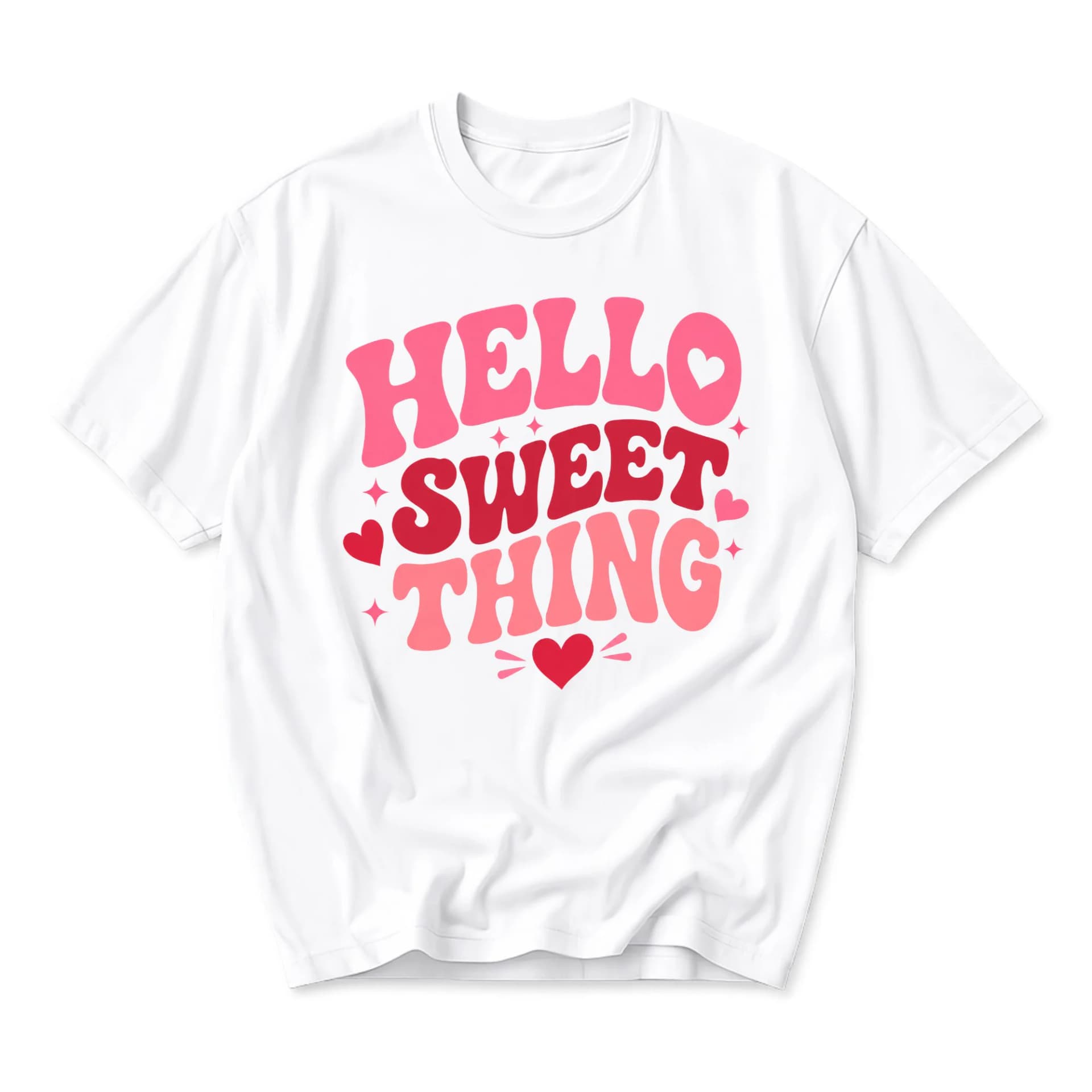 Graphic Tee Hello Sweet Thing Trendy Retro Style Unisex Crew Neck Casual Everyday Short Sleeve Cotton Blend T-Shirt