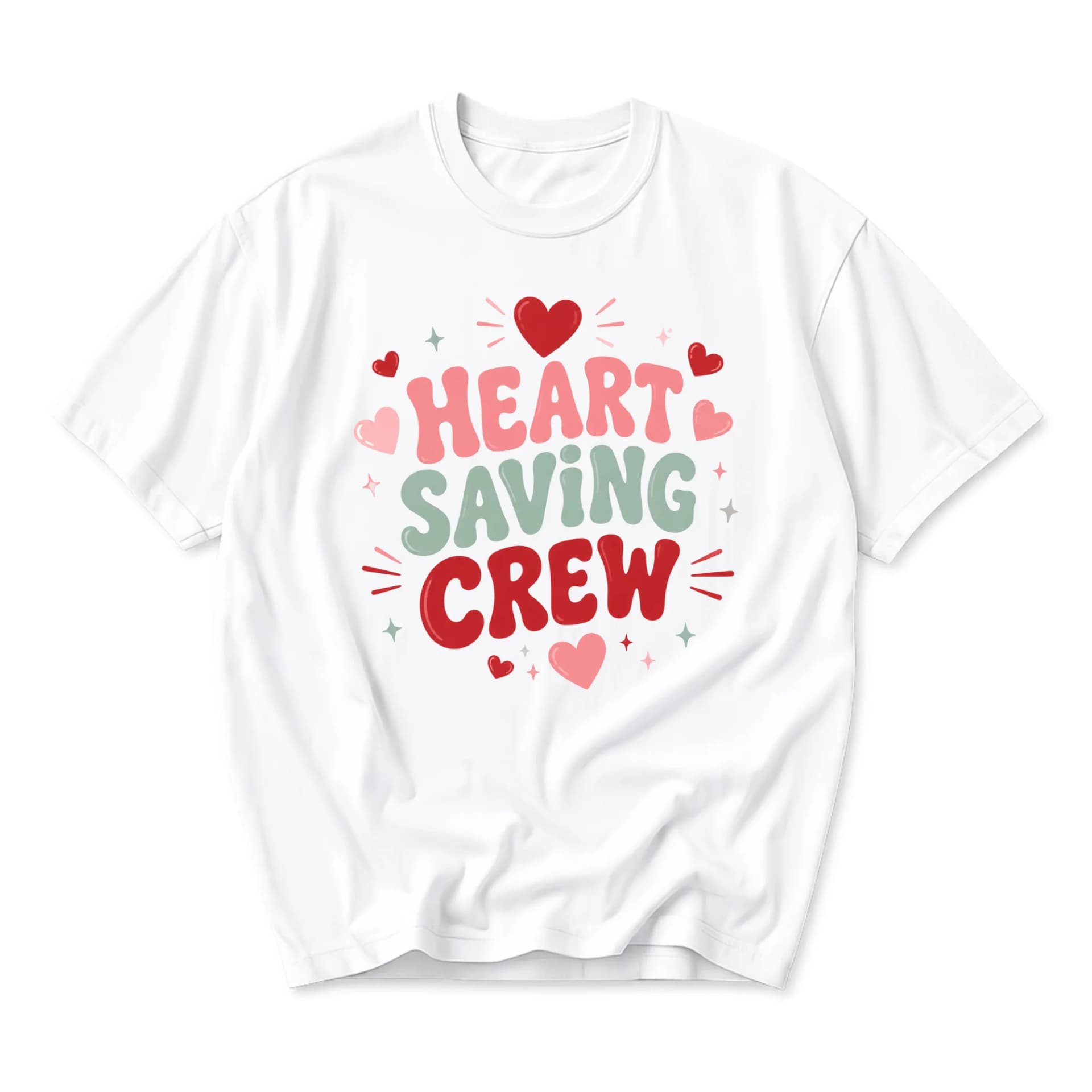 Graphic Tee Heart Saving Crew Unisex Casual Cotton T-Shirt Retro Style Print Soft Crew Neck Everyday Top for Adults