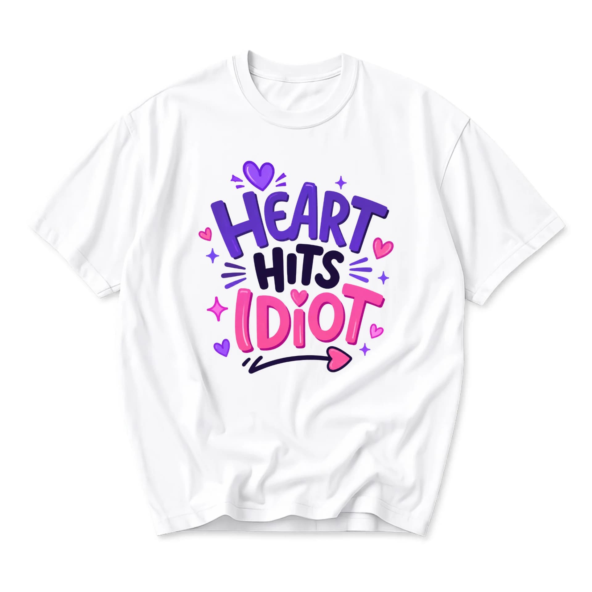 Funny Shirt Heart Hits Idiot Graphic Tee Unisex Casual Wear Humorous Statement Cotton Blend Crew Neck Short Sleeve