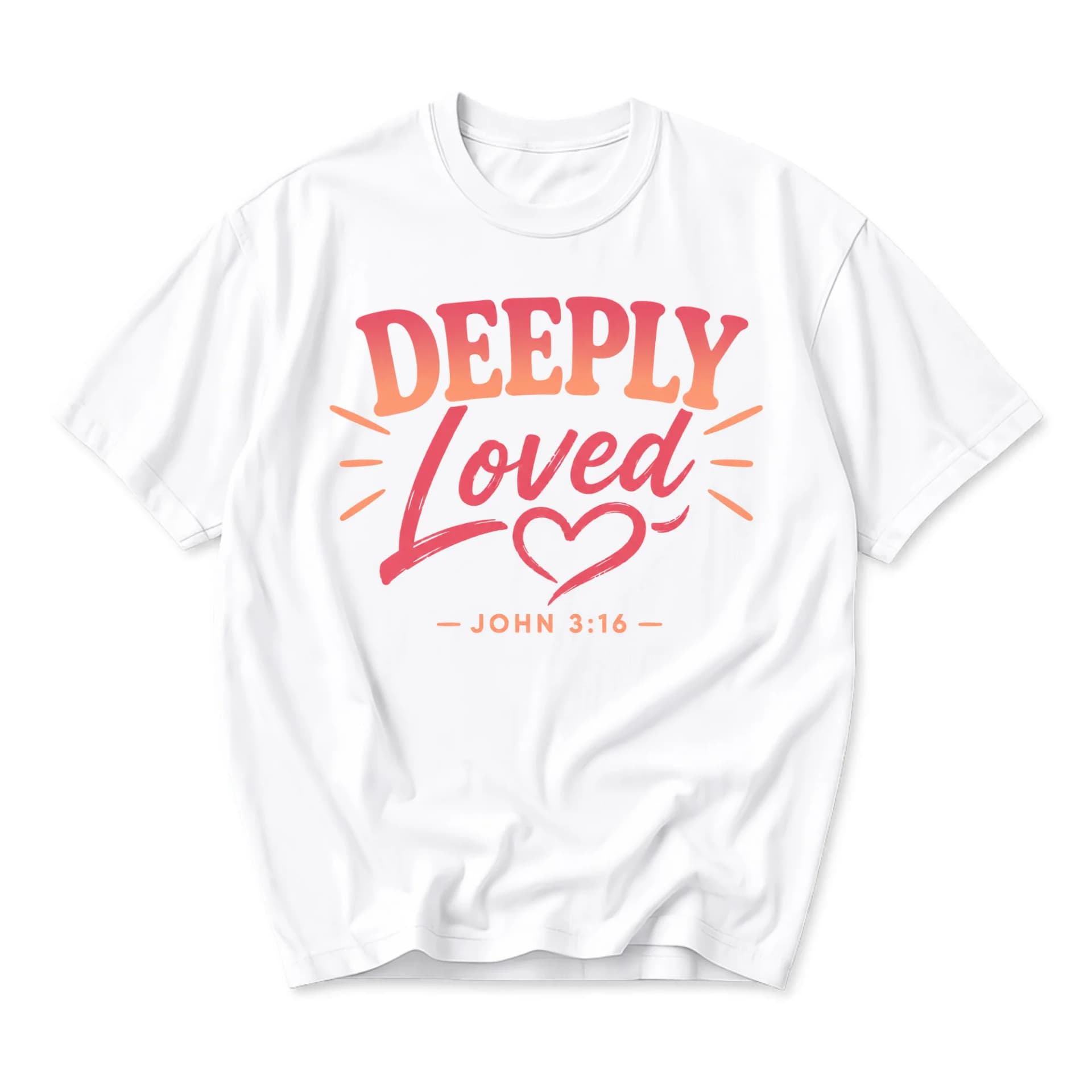 T-shirt Deeply Loved John 3:16 Religious Graphic Tee Comfortable Unisex Crew Neck Casual Everyday Inspirational Top