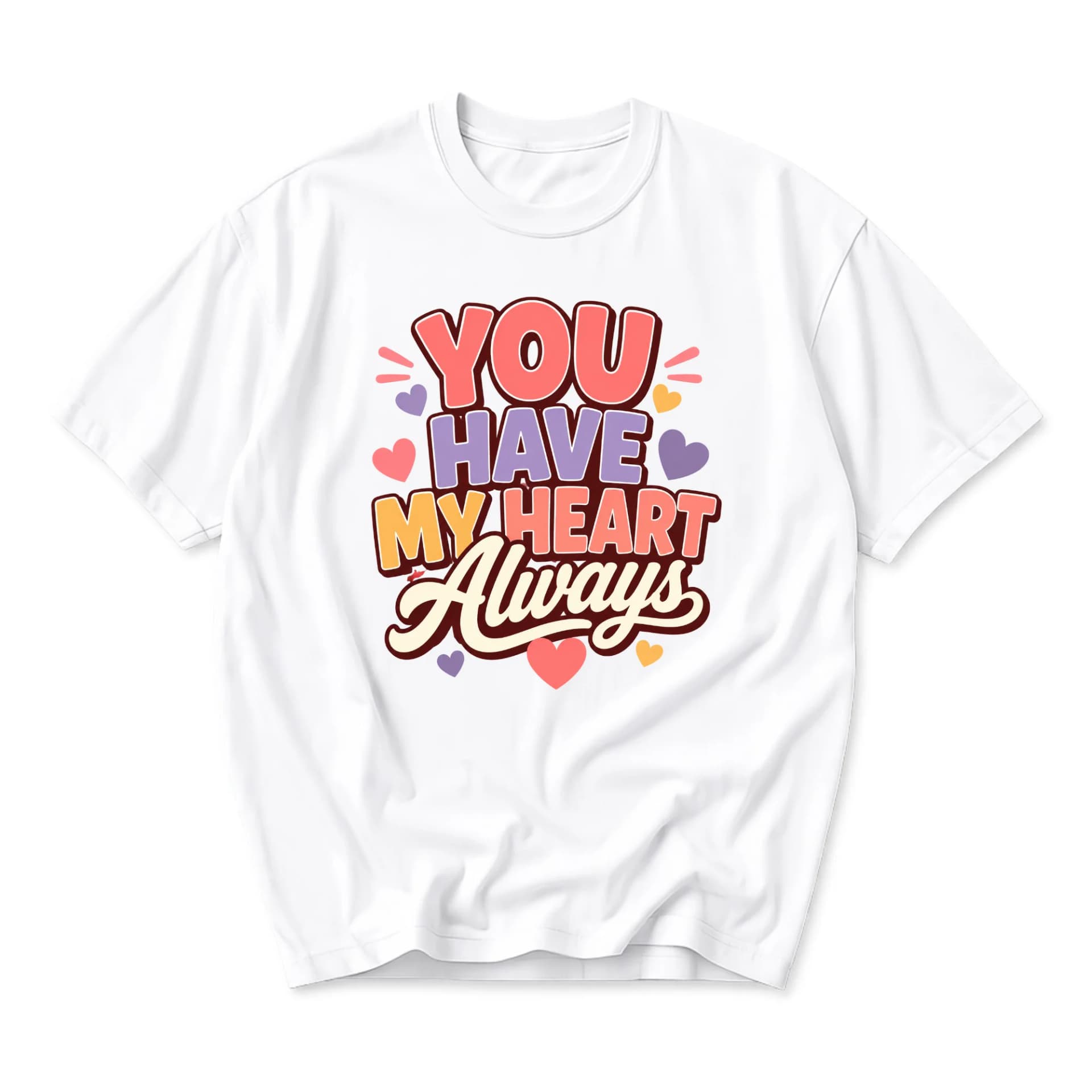Graphic Tee You Have My Heart Always Aesthetic Retro Style Unisex Crew Neck Short Sleeve Cotton Blend Casual Shirt
