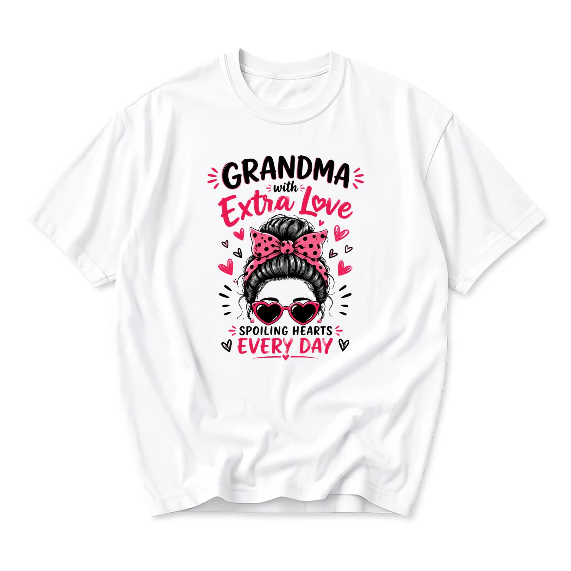 Graphic Tee Grandma with Extra Love Spoiling Hearts Every Day Unisex Crew Neck Casual Cotton Blend T-Shirt