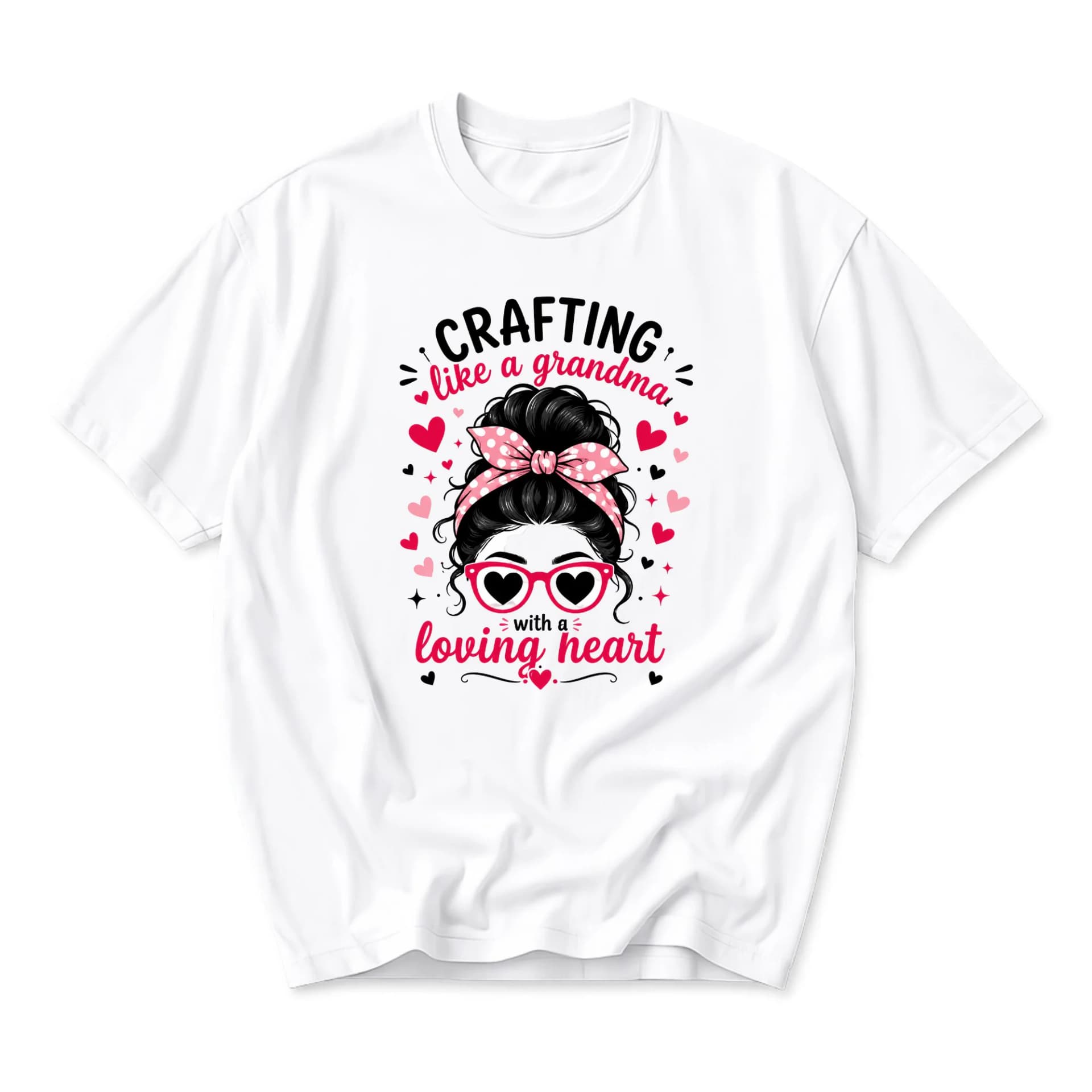 Graphic Tee Crafting Like a Grandma with a Loving Heart Shirt Casual Cotton Crew Neck Short Sleeve Print Top